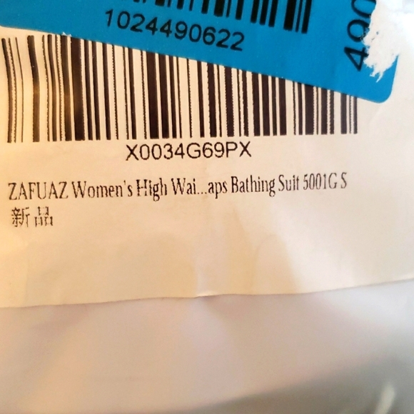 Zafuaz 3 Piece Bikini & Sleeved Cover Up Set White with Blue & Green Palm Tree S - Picture 13 of 13